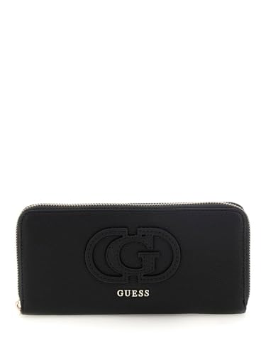 GUESS Damen Calebra Large Zip Around Wallet Große Geldbörse mit Reißverschluss, Clutch, Schwarz von GUESS