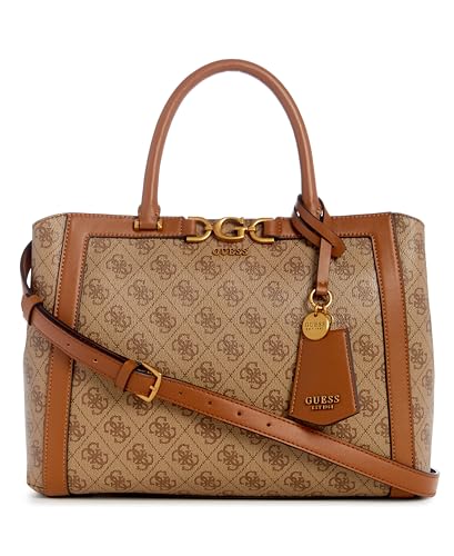 GUESS Damen Dagan Triple Compartment Satchel Ranzen, Latte-Logo von GUESS