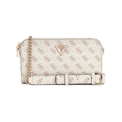 GUESS Damen Daryna Status Crossbody Umhängetasche, Cremefarbenes Logo von GUESS