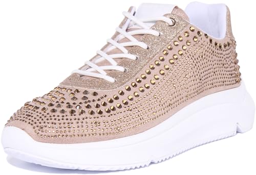 GUESS Damen Deglitz Sneaker, gold, 38 EU von GUESS