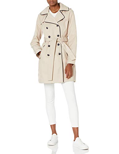 GUESS Damen Double Breasted Trench Coat with Contrast Trim Trenchcoat, Khaki, X-Large von GUESS