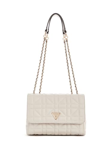 GUESS Damen Edita Convertible Crossbody Flap Umhängetasche, Stein von GUESS