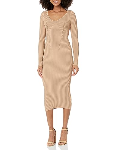 GUESS Damen Essential Langarm Adele Pulloverkleid, Khaki Tan, X-Klein von GUESS