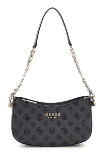 GUESS Damen Evelune Top Zip Shoulder Bag Umhängetasche, Anthrazit-Logo von GUESS