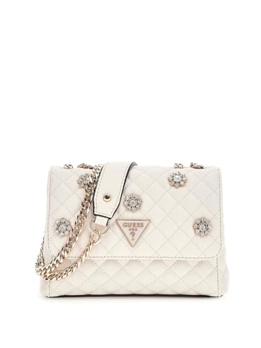 GUESS Damen Everlee Mini Convertible Crossbody Flap Umhängetasche, Cremeweiß GUESS Damen Everlee Mini Convertible Crossbody Flap Umhängetasche, Cremeweiß von GUESS