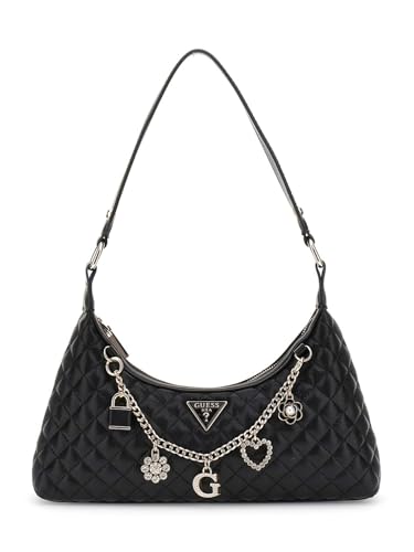 GUESS Damen Everlee Top Zip Shoulder Bag Umhängetasche, Schwarz von GUESS