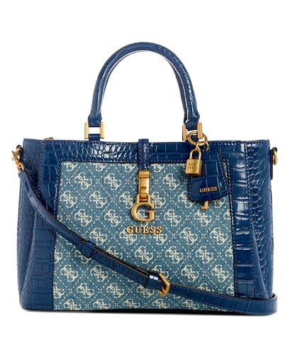 GUESS Damen G James Girlfriend Satchel Umhängetasche, Griffe Oben, Denim-Logo von GUESS