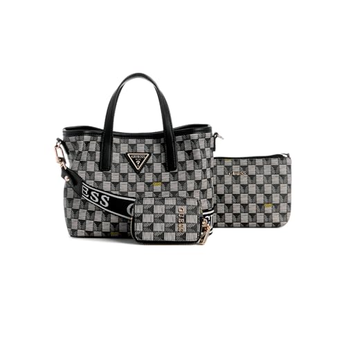GUESS Damen G Wave Mini Tote Tragetasche, Schwarzes Logo von GUESS