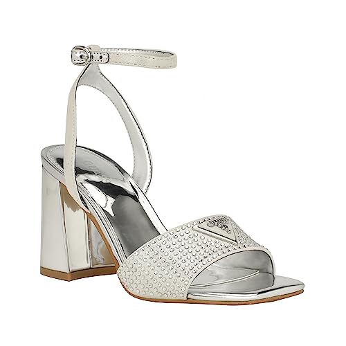 GUESS Damen Gelya Sandale mit Absatz, Silber 040, 38.5 EU von GUESS