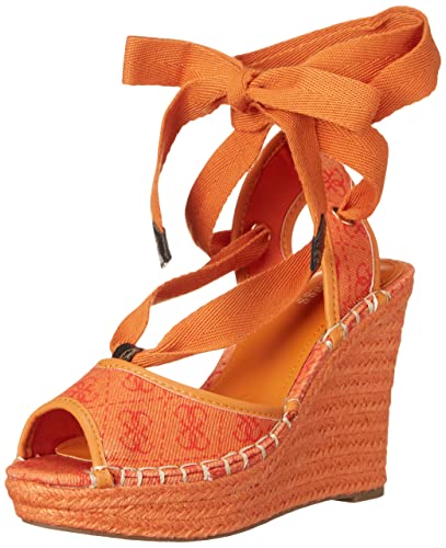 GUESS Damen Halona Keilsandale, Orange/Abendrot im Zickzackmuster (Sunset Chevron), 40 EU von GUESS