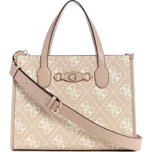 GUESS Damen Izzy Double Compartment Tote Tragetasche, Sand-Logo von GUESS