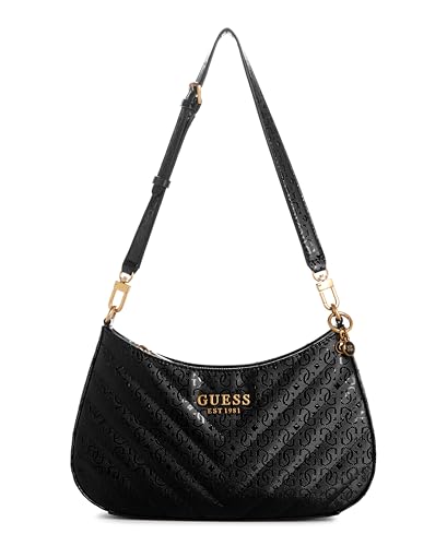 GUESS Damen Jania Umhängetasche, Reißverschluss Oben, Schwarz von GUESS