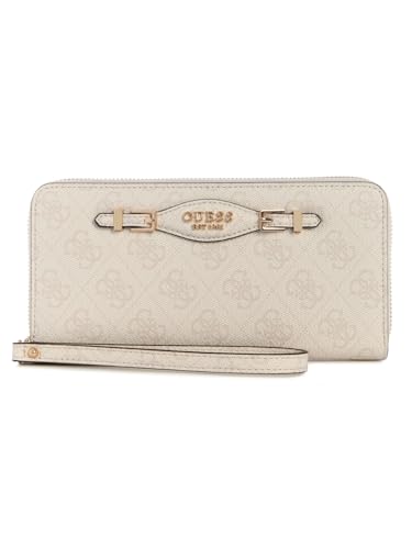 GUESS Damen Katya Large Zip Around Wallet Große Geldbörse mit Reißverschluss, Clutch, Weißes Logo von GUESS