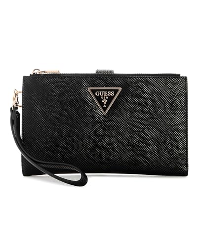GUESS Damen Laurel Ii Wallet mit Doppeltem Reißverschluss, Organizer-Geldbörse, Schwarz von GUESS