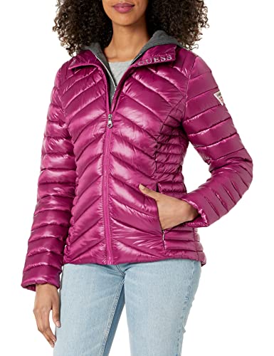 GUESS Damen Light Packable Jacket – Quilted, Transitional Puffer Übergangsjacke, Magenta, XL von GUESS