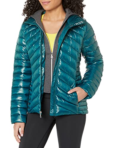 GUESS Damen Light Packable Jacket – Quilted, Transitional Puffer Übergangsjacke, Smaragd, M von GUESS