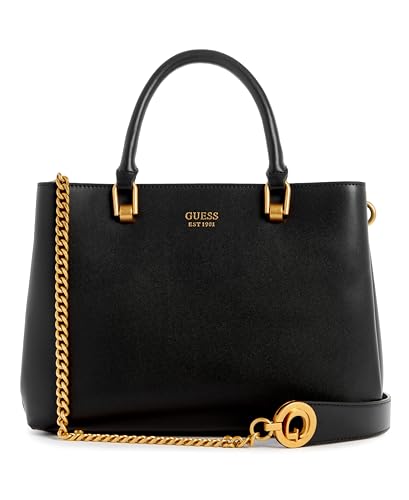 GUESS Damen Masie Girlfriend Satchel Umhängetasche, Griffe Oben, Schwarz von GUESS