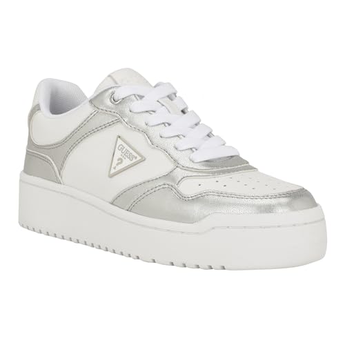 GUESS Damen Miram Sneaker, Weiß/Silber Multi 142, 39.5 EU von GUESS