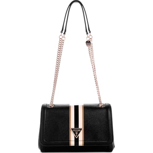GUESS Damen Noelle Convertible Crossbody Flap Bag Handtasche, Nero von GUESS