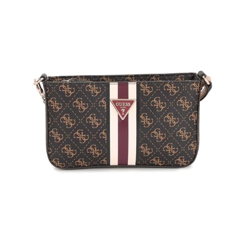GUESS Damen Noelle Mini Top Zip Shoulder Handtasche, Braunes Logo von GUESS