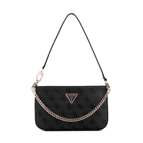 GUESS Damen Noelle Mini Top Zip Shoulder Handtasche, Kohle-Logo von GUESS