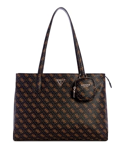 GUESS Damen Power Play Tech Tote Tragetasche, Braunes Logo von GUESS