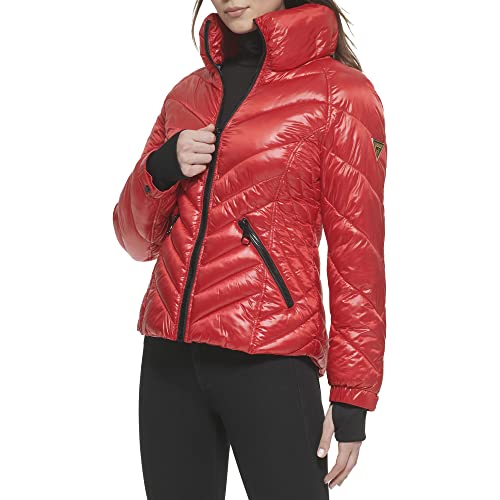 GUESS Damen Puffer Storm Cuffs - Steppjacke Übergangsjacke, feuerrot, XL von GUESS