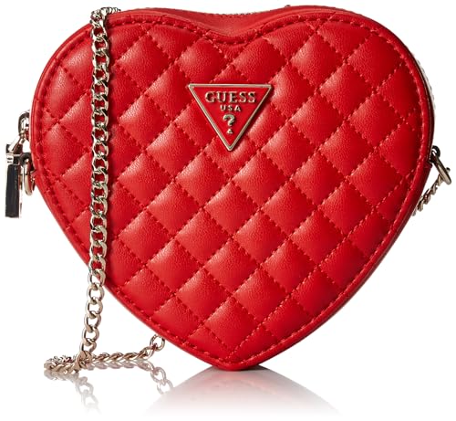 GUESS Damen Rianee Quilt Heart Bag Abendtasche, Umhängetasche, Rot/Ausflug, einfarbig (Getaway Solids) von GUESS