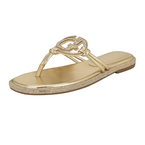 GUESS Women's Saima Flat Sandal, Gold Crystal 710, 38.5 EU von GUESS