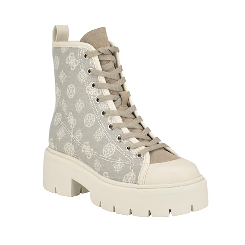 GUESS Damen Shutter Springerstiefel, Ivory Logo Multi, 35 EU von GUESS