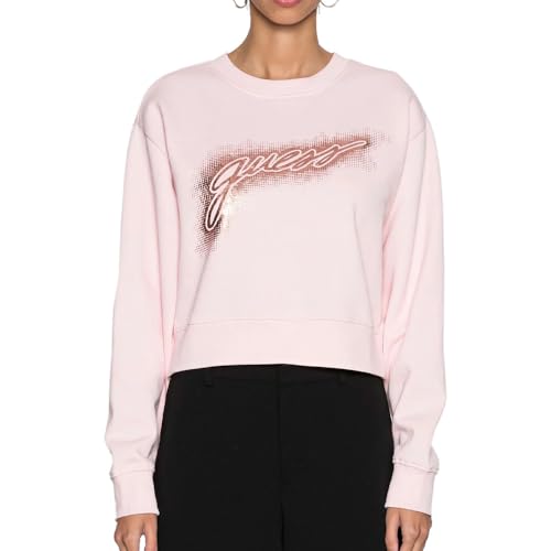 Guess Damen-Sweatshirt, Crop-Logo, Rosa, Rosa, 36 von GUESS