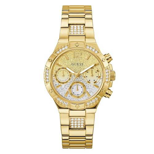 GUESS Damen Uhr Armbanduhr Harlow GW0950L2 Edelstahl Gold von GUESS