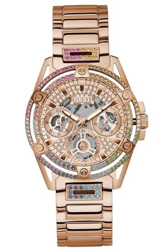 GUESS Damenuhr Queen Multifunktion Roségoldfarben/Regenbogen GW0464L5 von GUESS