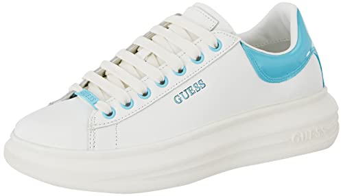 GUESS Damen Vibo Schnürschuhe, weiß blau, 38 EU von GUESS