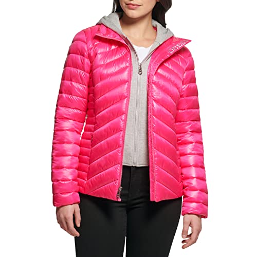 GUESS Damen Women's Lightweight Puffer Jacket Übergangsjacke, Gesteppt, Hot Pink, M von GUESS