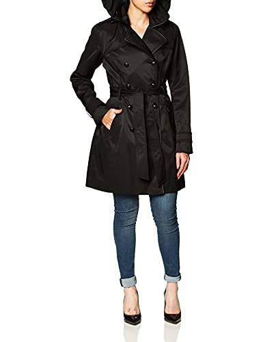 GUESS Damen Zweireihiger Trenchcoat, Schwarz, M von GUESS