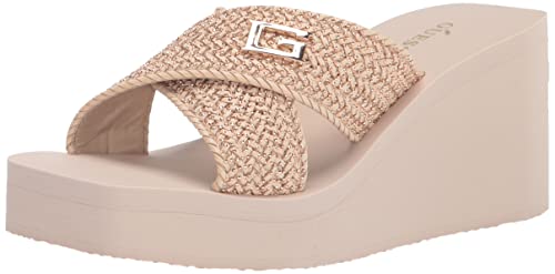 GUESS Danvi Damen-Sandale mit Keilabsatz, Hell/naturfarben, 39.5 EU von GUESS