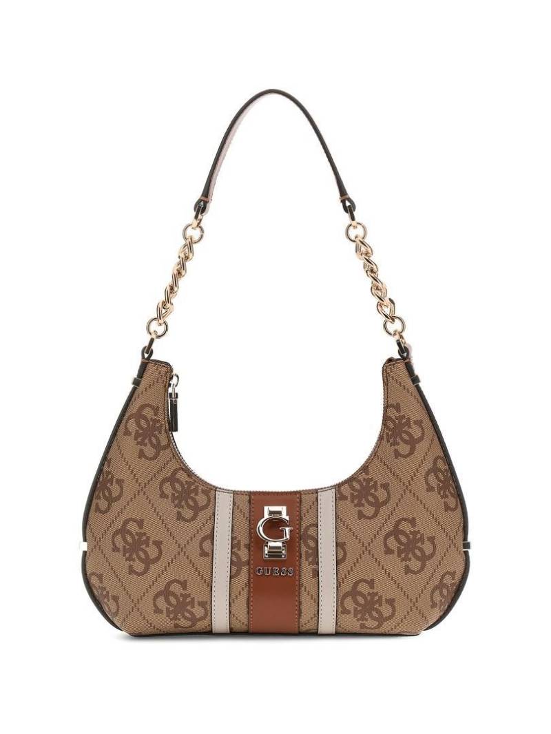 GUESS - Handtasche Erenia Top Zip Shoulder Bag Latte Logo Braun von GUESS
