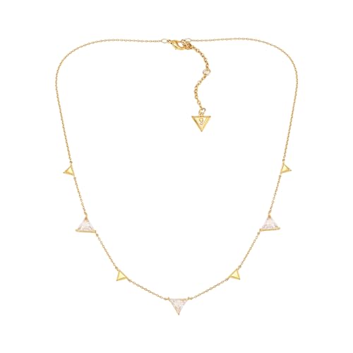 GUESS Eco-Goldfarbene Halskette mit mehreren Dreiecken, Kristallsteinen von GUESS