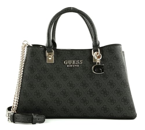 GUESS Eliette Logo Girlfriend Satchel Coal Logo von GUESS