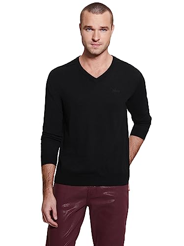 GUESS Essential Rainard Herren Basic Pullover mit V-Ausschnitt, Schwarz, X-Large von GUESS