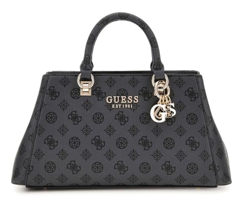 GUESS Evelune Girlfriend Satchel Charcoal Logo von GUESS
