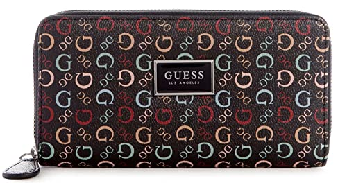 GUESS Factory Damen-Clutch-Tasche, mehrfarbig, Logo-Druck, groß, Schwarz, Schwarz, Orgnaizer Geldbörse von GUESS