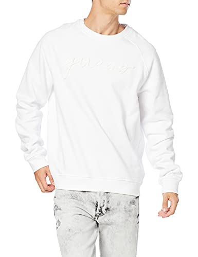 GUESS Factory Fleecepullover mit Eco-Logo, Blanc Pur, X-Large von GUESS