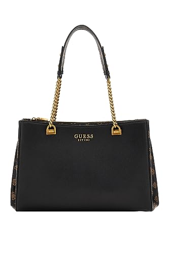 GUESS Fynna Girlfriend Satchel Carryall Black/Mocha Logo von GUESS