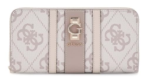 GUESS Geldbörse Erenia Zip Around Wallet Dark Taupe Logo von GUESS