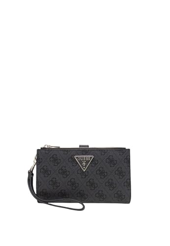 GUESS Geldbörse Laurel II SLG Double Zip Organizer Coal Logo dunkelgrau von GUESS