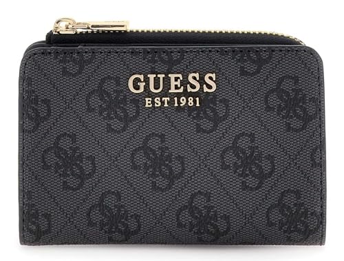 GUESS Geldbörse Laurel II SLG Zip Around Card Case Coal Logo dunkelgrau von GUESS