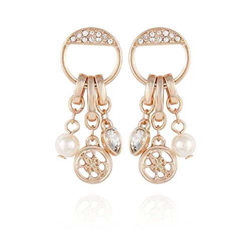 GUESS Goldfarbene Multi-Charm-Kristallstein-Tropfen-Ohrringe, Einheitsgröße, Metall, Glasstein von GUESS