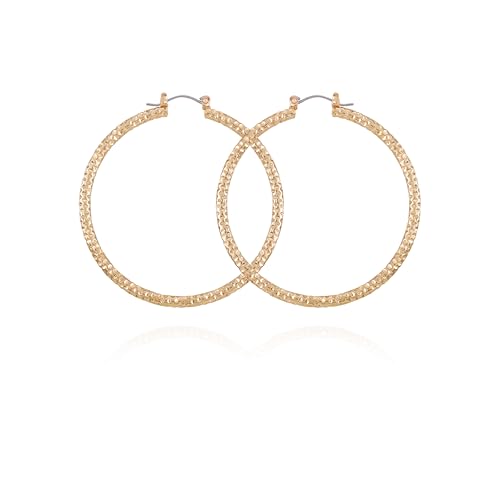 GUESS Goldfarbene strukturierte große Creolen von GUESS